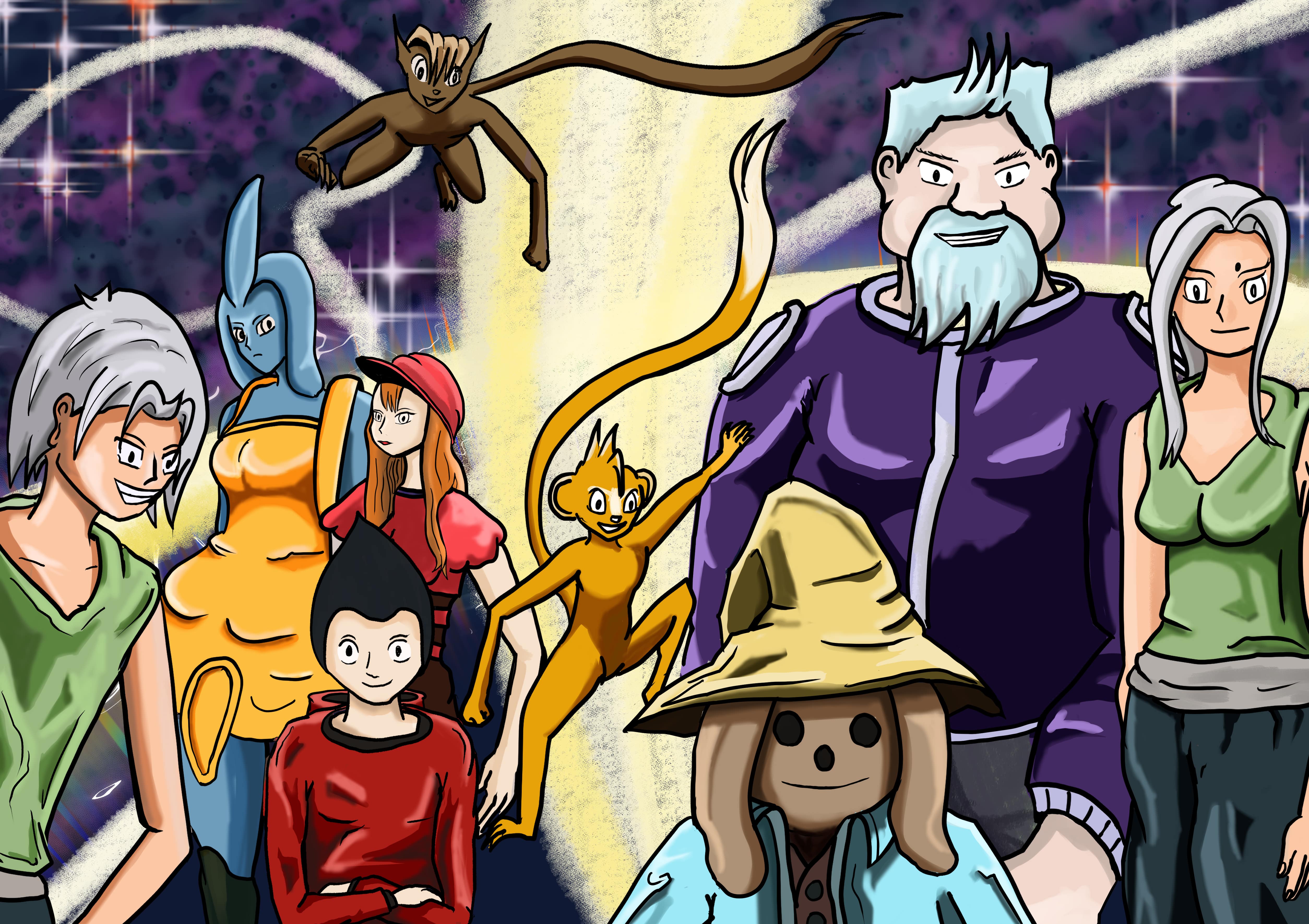 dessin du groupe des personnages principaux de Little Universe